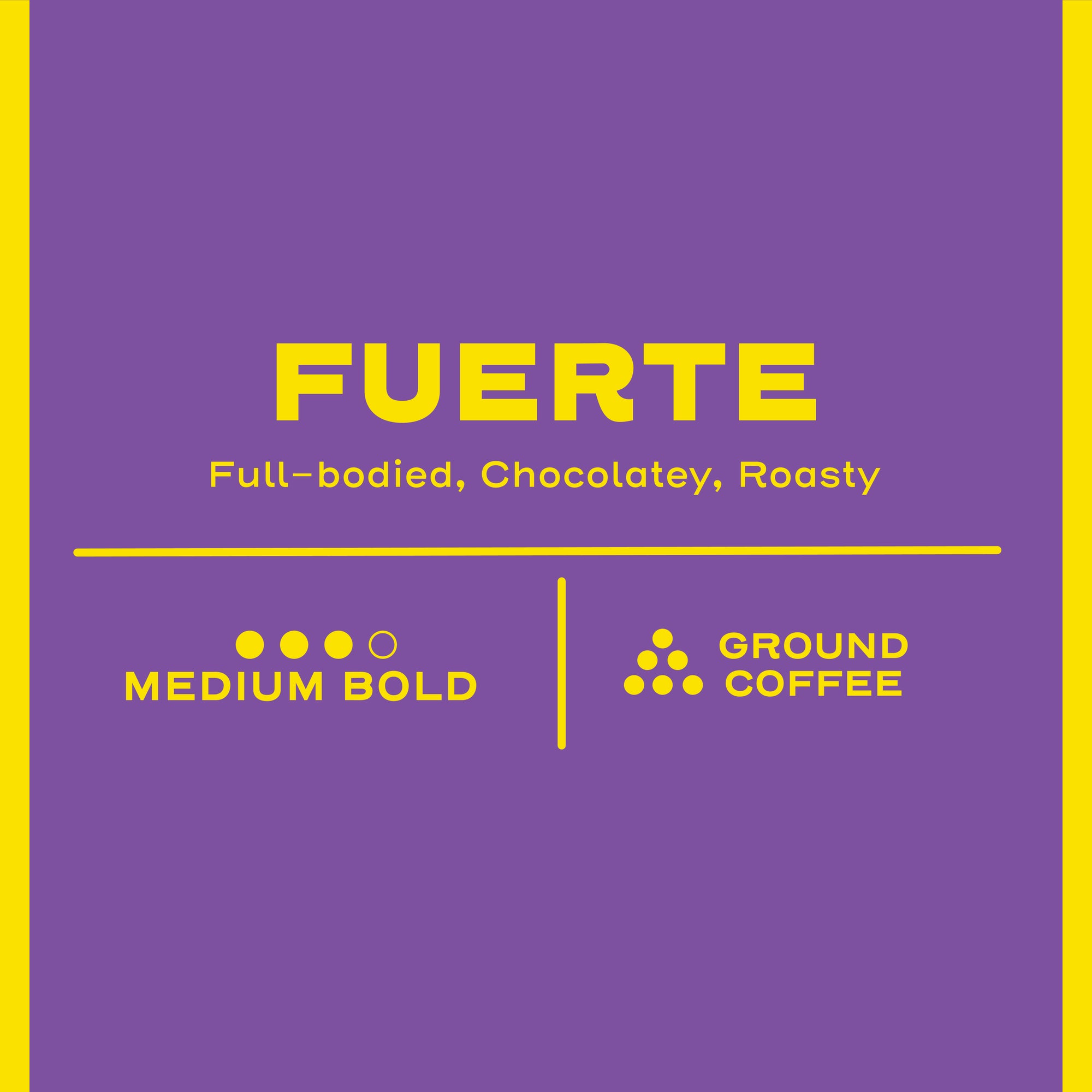 Fuerte - Full bodied chocolatey and roasty. Medium bold - Ground Coffee